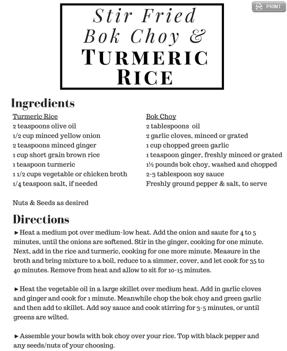 Bok Choy Stir Fry with Turmeric Rice Recipe