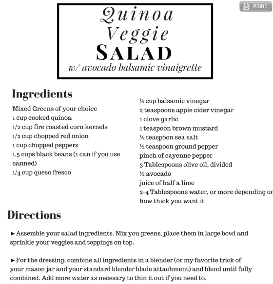Qunioa Veggie Salad with Avocado Balsamic Recipe