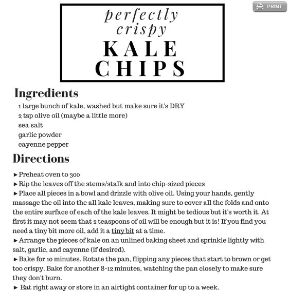 Cripsy Kale Chip Recipe
