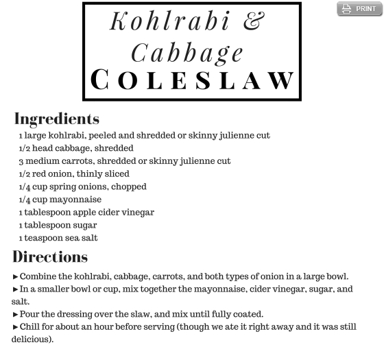 Kohlrabi Cabbage Coleslaw