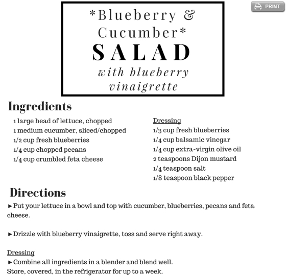 Cucumber Blueberry Summer Salad CSA Recipe