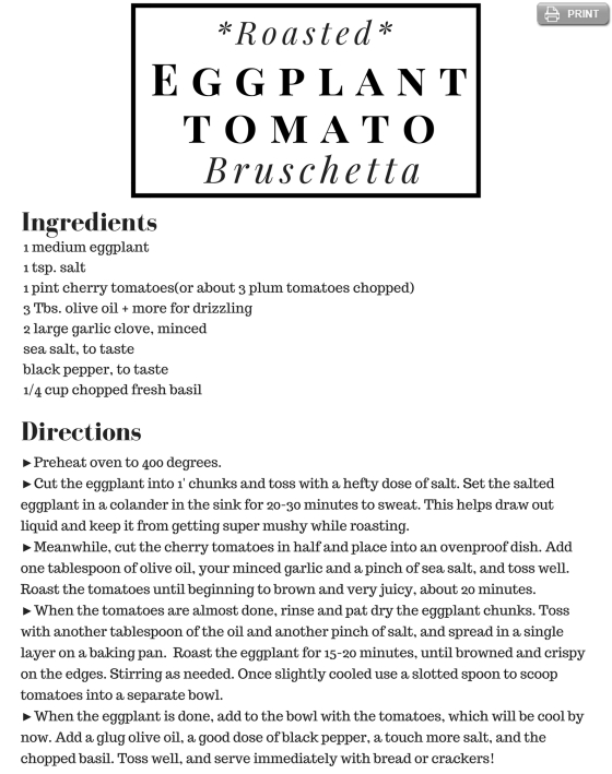 Roasted Eggplant & Cherry Tomato Bruschetta CSA Recipe